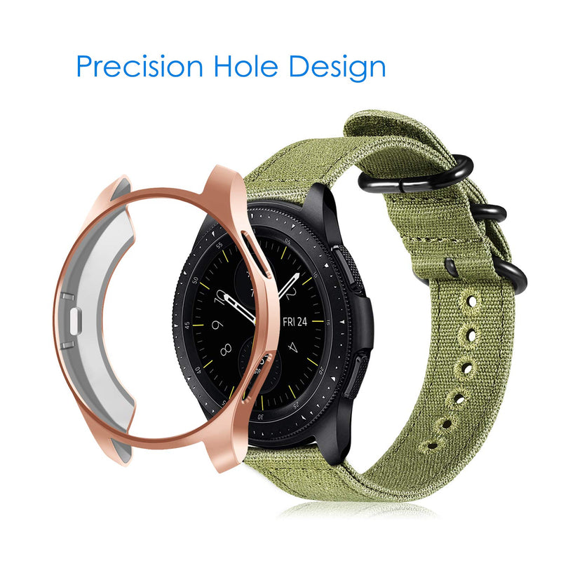[Australia - AusPower] - 3 Pack - Fintie Case Compatible with Samsung Galaxy Watch 42mm SM-R810 (Not Fit for Watch 4 Classic 42mm), Soft TPU Slim Plated Case Protective Bumper Shell Cover, Black,Rose Gold, Clear Black, Rose Gold, Clear 