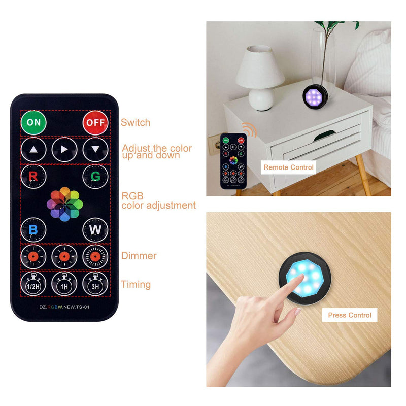 [Australia - AusPower] - Closet Lights Under Cabinet Lighting, UYICOO 16 Colors RGB Wireless LED Puck Lights Color Changing Night Light for Home Kitchen Closet (3pcs) (Black) Battery models Black 