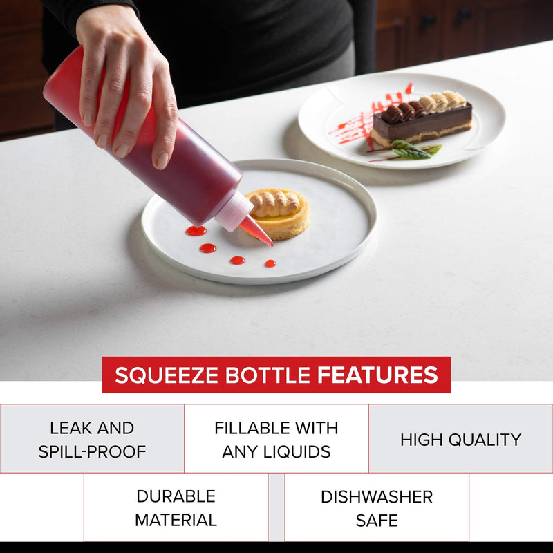 [Australia - AusPower] - 6-pack Premium Plastic Condiment Squeeze Squirt Bottles for Sauces, Paint ,Oil, Condiments ,Salad Dressings, Arts and Crafts - Food Grade-Includes Funnel, Erasable Marker and Reusable Labels (16 oz) 16 oz 