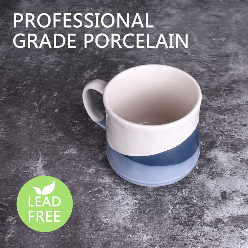[Australia - AusPower] - Bosmarlin Large Stoneware Coffee Mug, Big Tea Cup for Office and Home, 21 Oz, Dishwasher and Microwave Safe, 1 PCS (Geometry-Blue) Geometry-Blue 