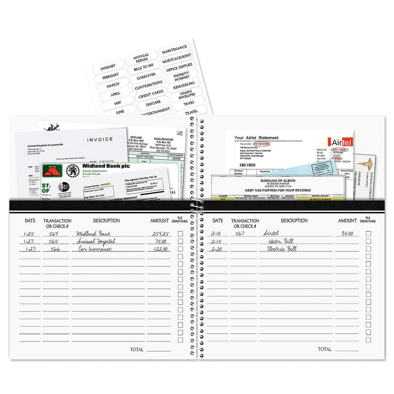 [Australia - AusPower] - Fresh Patterns Bill Paying Organizer Book - Personal Account book, 9" by 12 inch, Spiral-Bound, 14 Pockets, 32 Label Stickers, Bill Tracking 