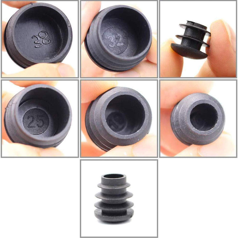 [Australia - AusPower] - 208 Pieces Mixed Sizes Round Plastic Plugs,Pipe Tubing End Cap, Round Plastic Tubing Plug, Durable Chair Glide for Chair Table Stool Leg,Pipe,Round Plastic Tubing,Tube Pipe Hole (Round) 