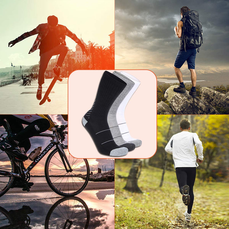 [Australia - AusPower] - COOVAN Men's 6P-Pack Premium Athletic Crew Socks Men Thick Cushion Casual Work Sock With Moisture Wicking White 6 One Size 