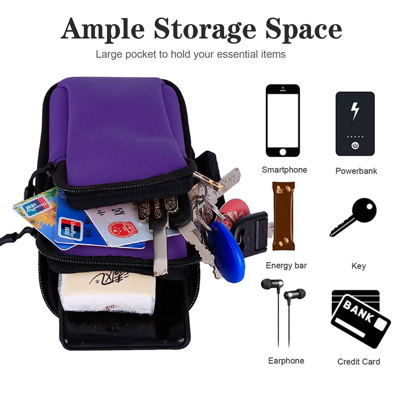 [Australia - AusPower] - MOVOYEE Running Armband Cell Phone Holder for iPhone 11 12 13 Pro Max Xs X Xr 8 Plus 7 6 SE Mini,Samsung Galaxy S20 S10 S9 S7,Key,Adjustable Strap Pouch,Fits Workout Exercise Sports Arm Band Sleeve 1-Purple 