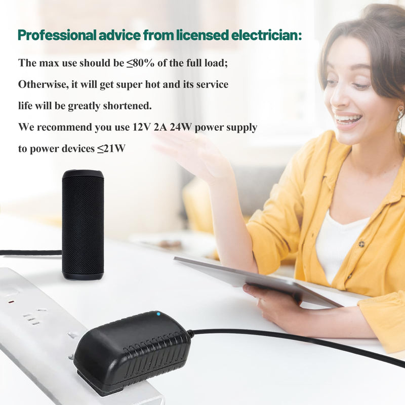 [Australia - AusPower] - YOOFONE AC Adapter 12V 2A Power Supply 5.5 x 2.1mm & 2.5mm AC 100-240V to DC 12Volt 1A 1.5A 2A Power Supply Cord for LED Strip Light, CCTV Camera, Router, DC12V Transformer 