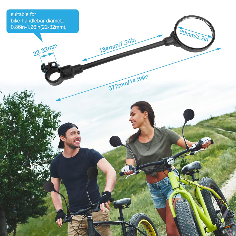 [Australia - AusPower] - HOMEE Bike Mirror, 2 Pack Rear View Mirror 360°Rotatable Shockproof Adjustable Handlebar Bicycle Rearview Mirrors for Mountain Road Bike Electric Bicycle 