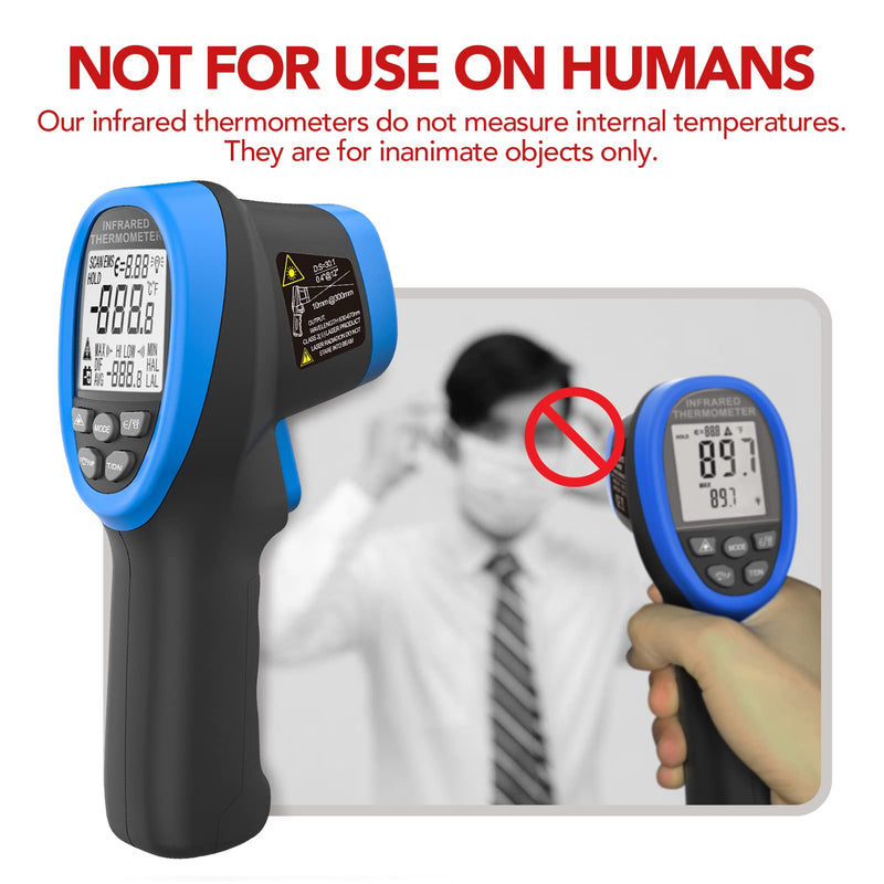 [Australia - AusPower] - Digital Pyrometer Infrared Thermometer, Temperature Gun -58 to 2480℉(-50℃ to 1360℃) Non-Contact Measuring for HVAC Kiln Forge Casting 