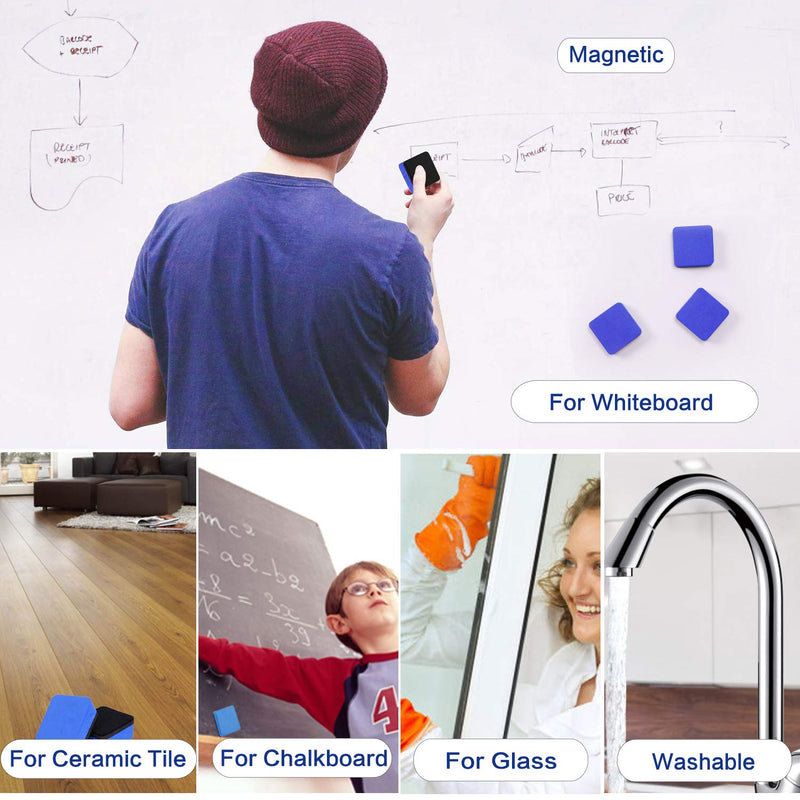 [Australia - AusPower] - Dry Erase Erasers, 36 Pack Magnetic Whiteboard Eraser Chalkboard Eraser Dry Eraser for Classroom Office and home (Blue) Blue 