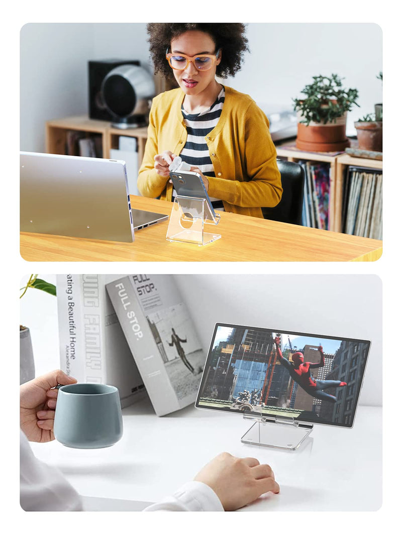 [Australia - AusPower] - DesignComfort Acrylic Cell Phone Stand , Acrylic Phone Stand for Desk,Clear Phone Stand, Dock, Cradle, Compatible with Phone 13 Pro Max Mini 11 Xr 8 SE, Android Smartphone, Pad,Desk Accessories 