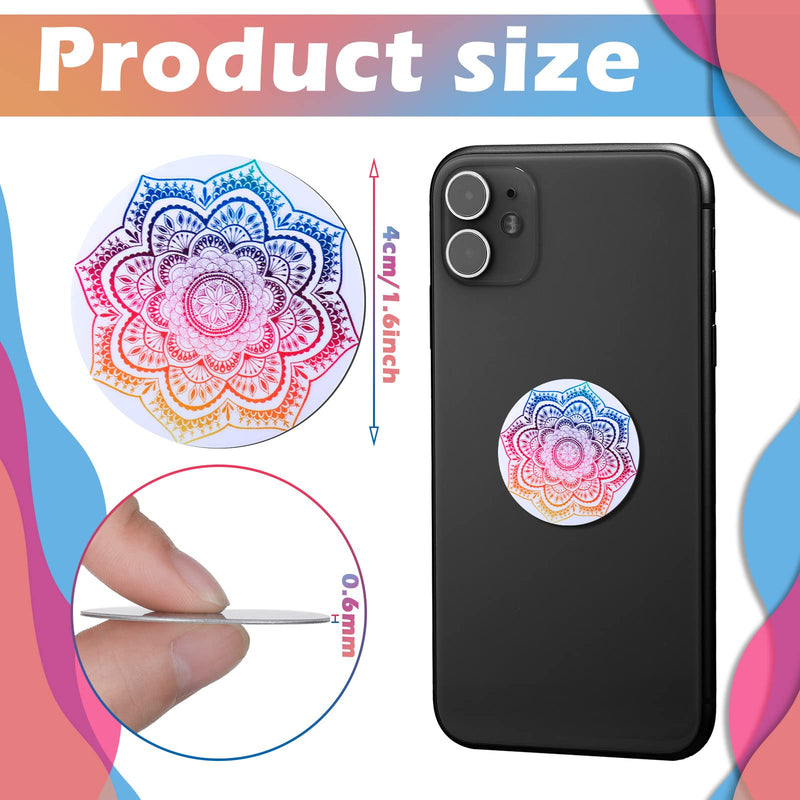 [Australia - AusPower] - 18 Pieces Phone Round Magnet Mount Metal Plate Sticker for Phone Magnet Car Magnet Holder Mount Universal Magnetic Phone Mount Plates Adhesive Metal Piece for Magnetic Phone Holder, Mandala Style 