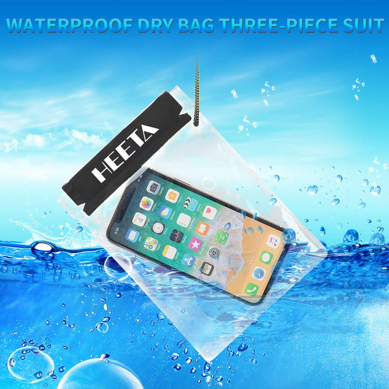 [Australia - AusPower] - HEETA 5-Pack Clear Waterproof Dry Bag, Water Tight Cases Pouch Dry Bags for Camera Mobile Phone Maps, Kayaking Boating Document Holder 