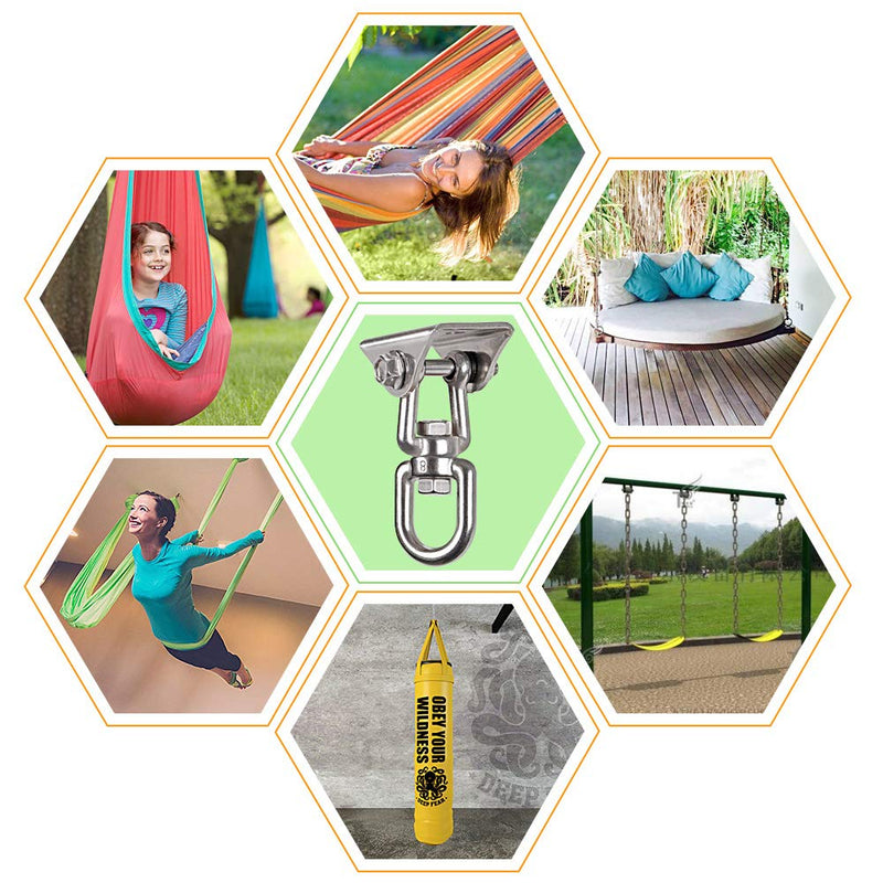 [Australia - AusPower] - WAREMAID Heavy Duty 360° Swivel Swing Hanger, Stainless Steel Swing Hook for Ceiling Wooden Porch Swing Hanging kit Playground Gym Rope Boxing Bag Hammock Chair Yoga Swing Mount 1000 lb Capacity 