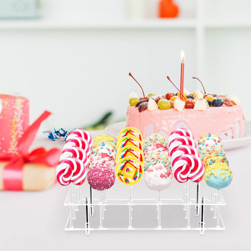 [Australia - AusPower] - NiHome Cake Pop Stand 24 Holes Aryclic Display Stands for Dessert Table 2-Tier Cupcake Lollipop Candy Display for Wedding Party Anniversary Holiday Celebration (Rectangle) 