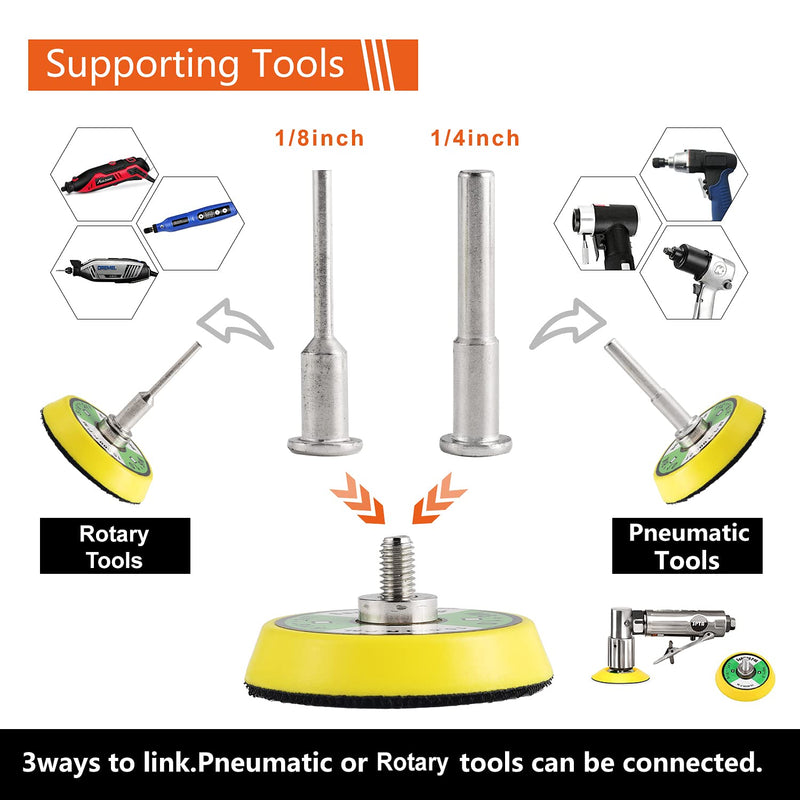 [Australia - AusPower] - Tshya 240pcs 2inch Sanding Discs Pad Variety Kit for Drill Grinder Rotary Tools Attachment with 2Pcs 1/8"&1/4" Shank Backer Plate, Sanding Pads Includes 80-3000 Grit 2in 244Pack 