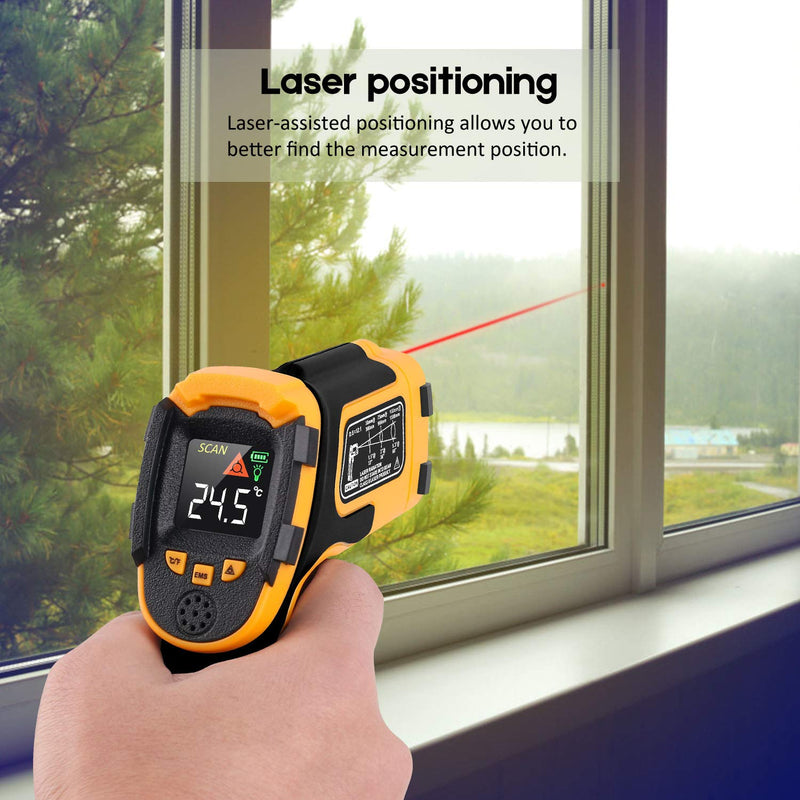 [Australia - AusPower] - Infrared Thermometer No Touch Digital Laser Temperature Gun with Color Display -58℉～1112℉(-50℃～600℃)Adjustable Emissivity - for Cooking/BBQ/Freezer - Meat Thermometer Included -Non Body Thermometer 