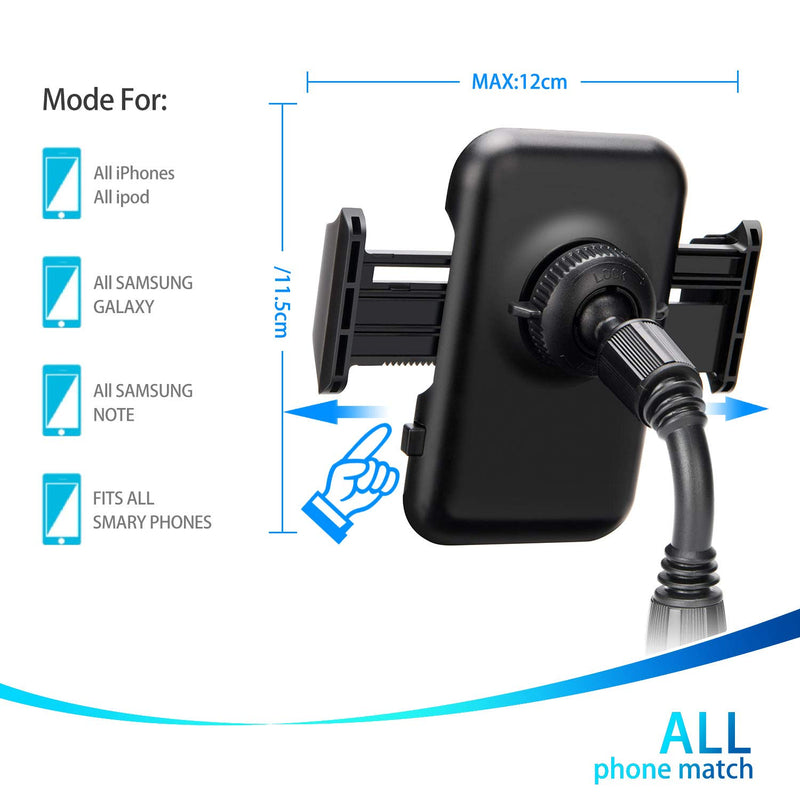 [Australia - AusPower] - Car Cup Holder Phone Mount, Universal Adjustable Automobile Cradles Cell Phone Cup Holder Car Phone Mount for iPhone 13 MAX 12 PRO 11/Xs/XR/8 Samsung Galaxy S20+ S10/S9 Note,GPS and All Smartphones SHORT-Black 