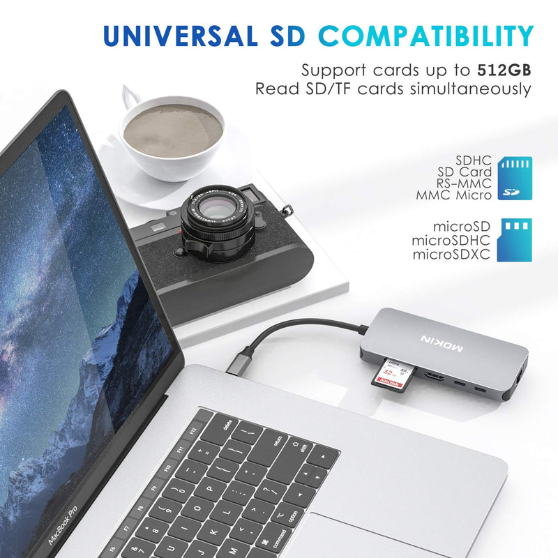 [Australia - AusPower] - USB C Adapters for MacBook Pro/Air,Mac Dongle with 3 USB Port,USB C to HDMI, USB C to RJ45 Ethernet,MOKiN 9 in 1 USB C to HDMI Adapter,100W Pd Charging, USB C to SD/TF Card Reader USB C Hub Gray 