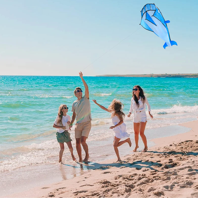 [Australia - AusPower] - Large Blue Dolphin Kite, Frameless Soft Parafoil Giant 3D Kite IMAGE Breeze Beach Kites for Outdoor, Beach 