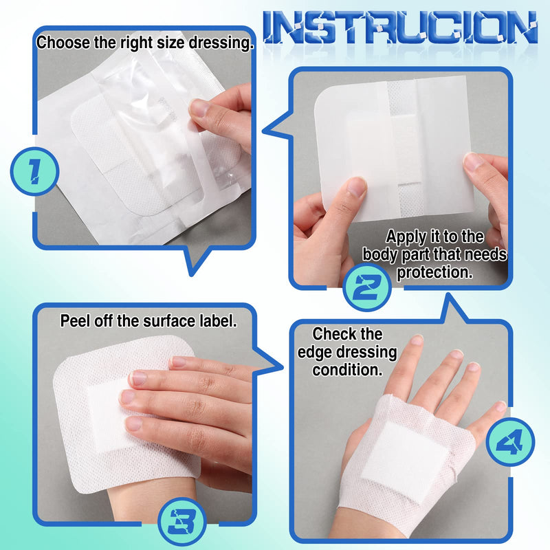 [Australia - AusPower] - 50 Pieces Adhesive Island Dressing Bordered Gauze Bandage Pads Adhesive Breathable Wound Dressing Individually Packed Pouches (4 x 4 Inch) 4 x 4 Inch 