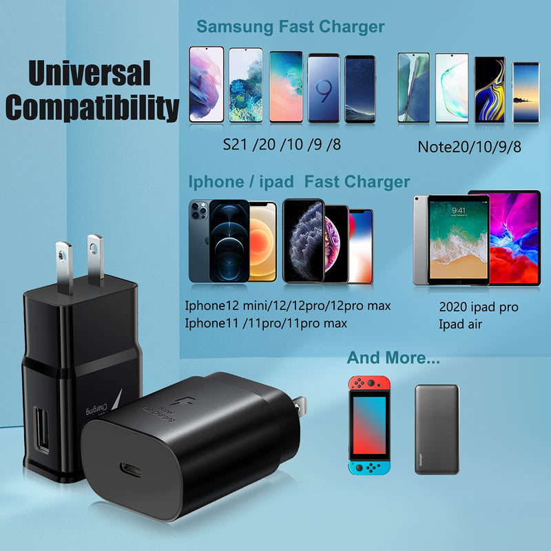 [Australia - AusPower] - USB C Wall Charger, Bangfun PD 25W Super Fast Charger & Adaptive Type C Fast Charging Block Compatible Samsung Galaxy S22/S21+/S20 Ultra/S21/S20 FE, S10+/S9/8, Galaxy Note 20 Ultra/10+, Pixel(Black) Black 