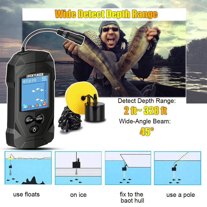 [Australia - AusPower] - LUCKYLAKER Water Boat Fish Finders Depth Portable Handheld Fish Finder Transducer Wired Ice Fishing Finders Sonar 