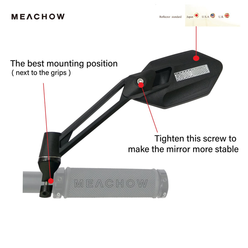 [Australia - AusPower] - MEACHOW New Scratch Resistant Glass Lens,Handlebar Bike Mirror, Adjustable Safe Rearview Mirror, Bicycle Mirror (Blue Left Side) ME-005LB 
