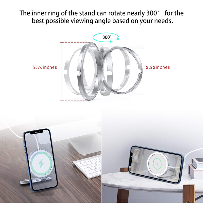 [Australia - AusPower] - TechMatte MagGrip Dual-Ring Stand Compatible with MagSafe Official Wireless Charger, Foldable Aluminum Alloy Cell Phone Accessories(Charger Not Included) 