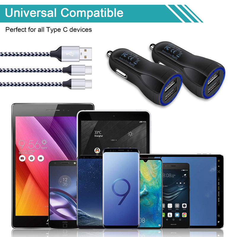 [Australia - AusPower] - Fast Car Charger Adapter Compatible Moto G Stylus/Play/Power (2022 2021),Samsung Galaxy S22 Ultra 5G/S21/S20/S10+,A72 A52 A42 A32 5G,Note20 Ultra 5g,2.4A Dual Port USB C Car Charger 3ft Charging Cable 