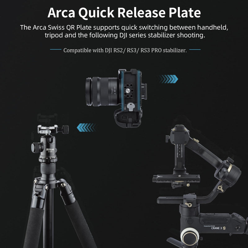 [Australia - AusPower] - Nitze S5 II Cage for Panasonic LUMIX S5 II Camera, Built-in Top and Side NATO Rails, Cold Shoe and Arca Swiss Quick Release Plate - T-P05A 