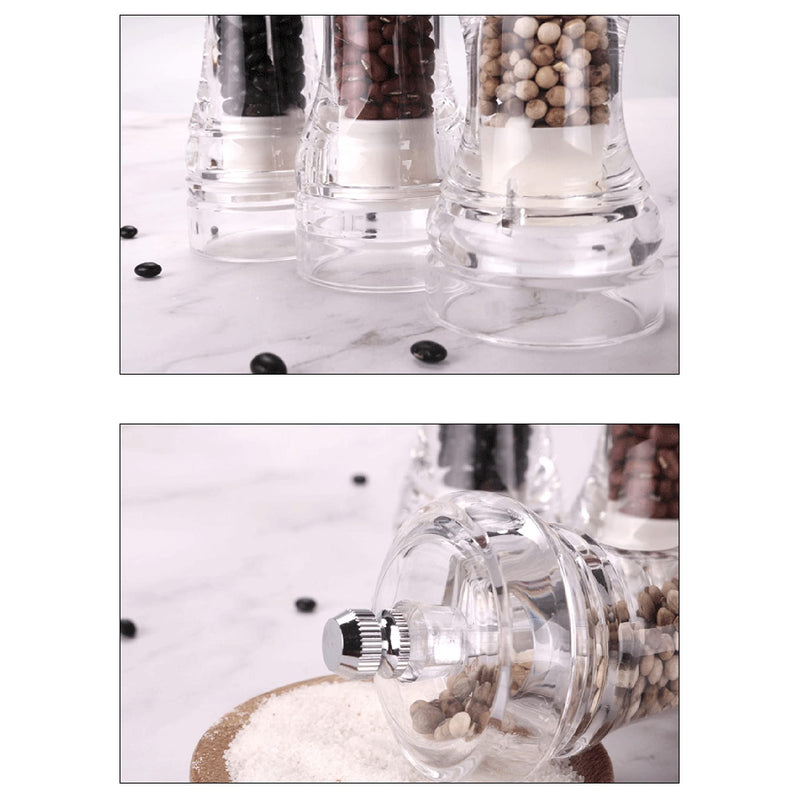 [Australia - AusPower] - Clear Acrylic Pepper Grinder Pepper Mill 6 Inch with Adjustable Coarseness Manual Refillable Salt Spice Grinder Shaker One size 