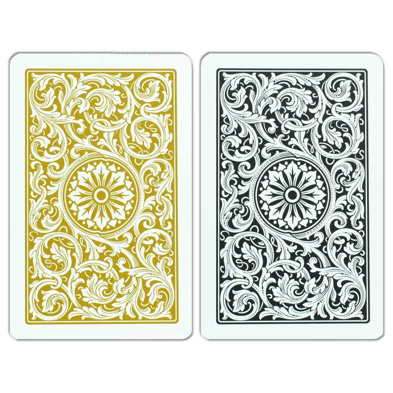 [Australia - AusPower] - Copag 1546 Design 100% Plastic Playing Cards, Bridge Size Jumbo Index Black/Gold Double Deck Set 
