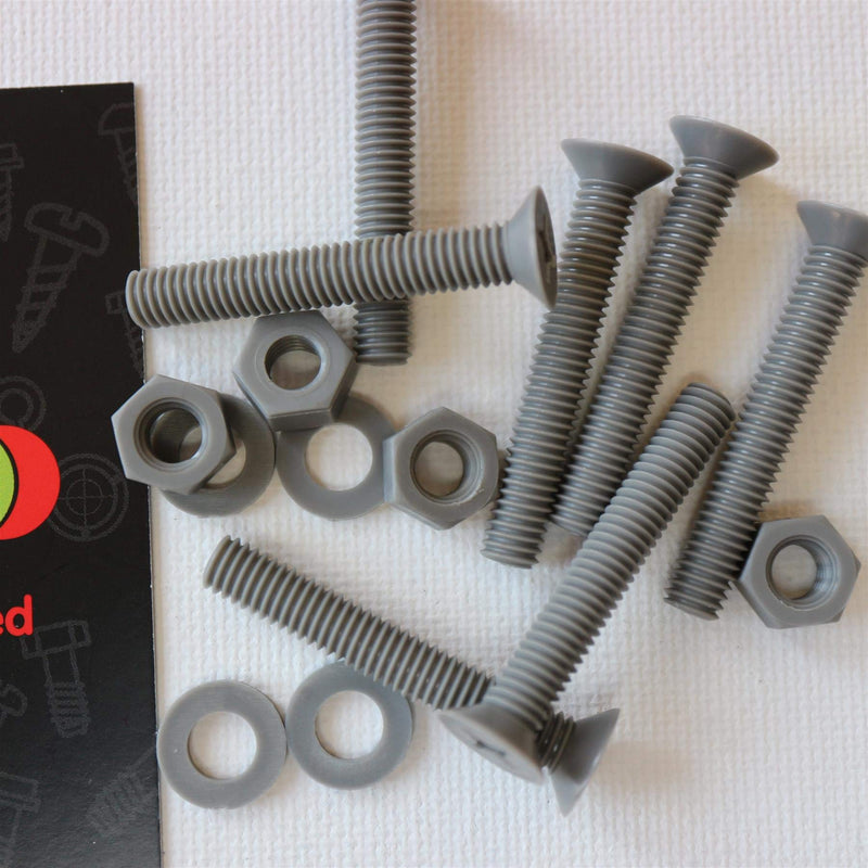 [Australia - AusPower] - 20 x Grey Countersunk Screws Polypropylene (PP) Plastic Nuts and Bolts, Washers, M6 x 40mm, Acrylic, Water Resistant, Anti-Corrosion, Chemical Resistant, Gray, 15/64" x 1-37/64 