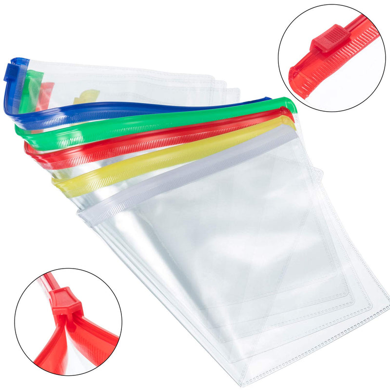 [Australia - AusPower] - 50 Pieces Zip Plastic Envelopes File Bag Bill Bag Pencil Case Letter Size (5 Colors) 