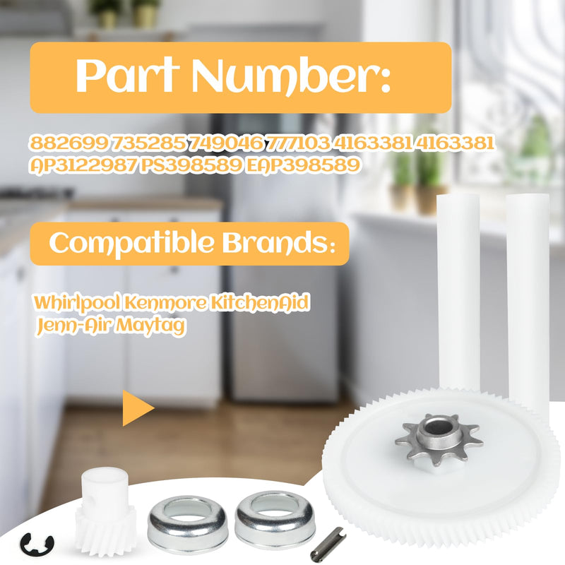 [Australia - AusPower] - New Upgrade 882699 Drive Gear Kit, Trash Compactor Drive Gear Kit Compatible with Whirlpool, KitchenAid, Kenmore, Sears, Jenn-Air, Replace 735285 749046 777103 4163381 416338 882699 
