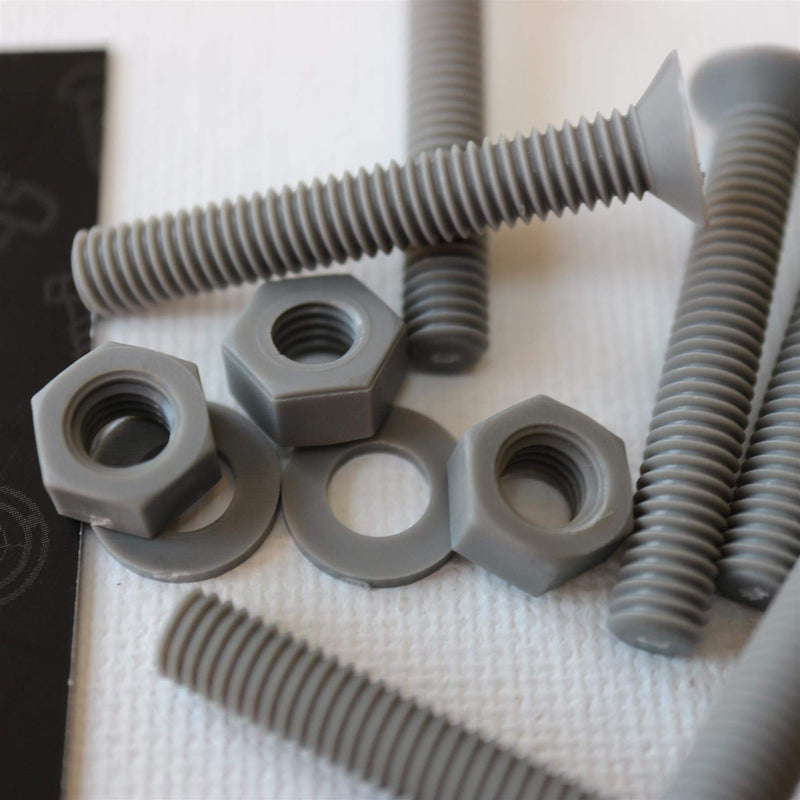 [Australia - AusPower] - 20 x Grey Countersunk Screws Polypropylene (PP) Plastic Nuts and Bolts, Washers, M6 x 40mm, Acrylic, Water Resistant, Anti-Corrosion, Chemical Resistant, Gray, 15/64" x 1-37/64 