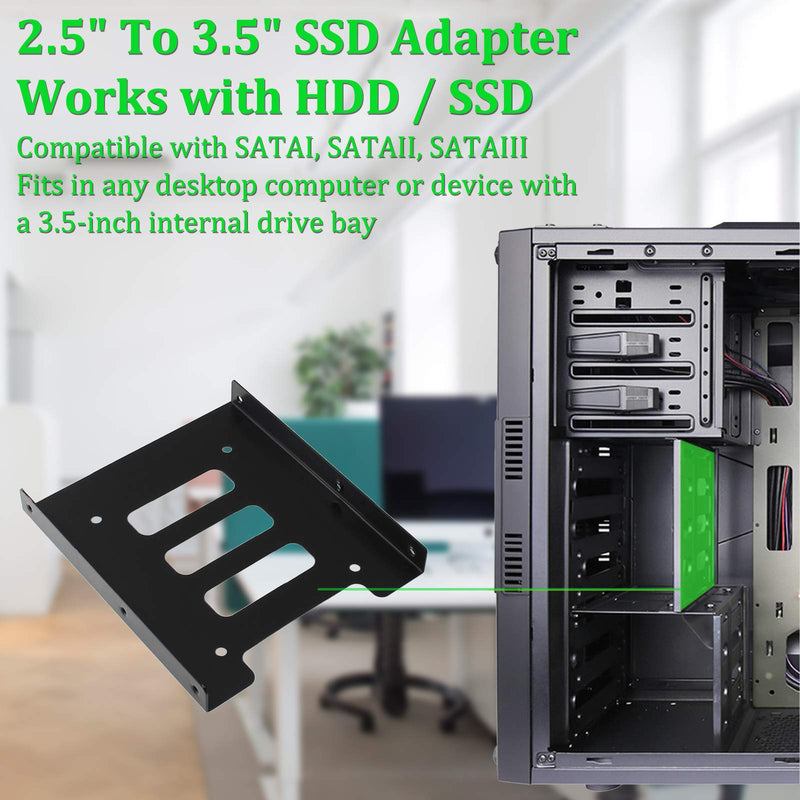 [Australia - AusPower] - PHITUODA 8Pcs 2.5" to 3.5" SSD HDD Hard Disk Drive Bays Holder Metal Mounting Bracket Adapter with Screws for PC Pack of 8 