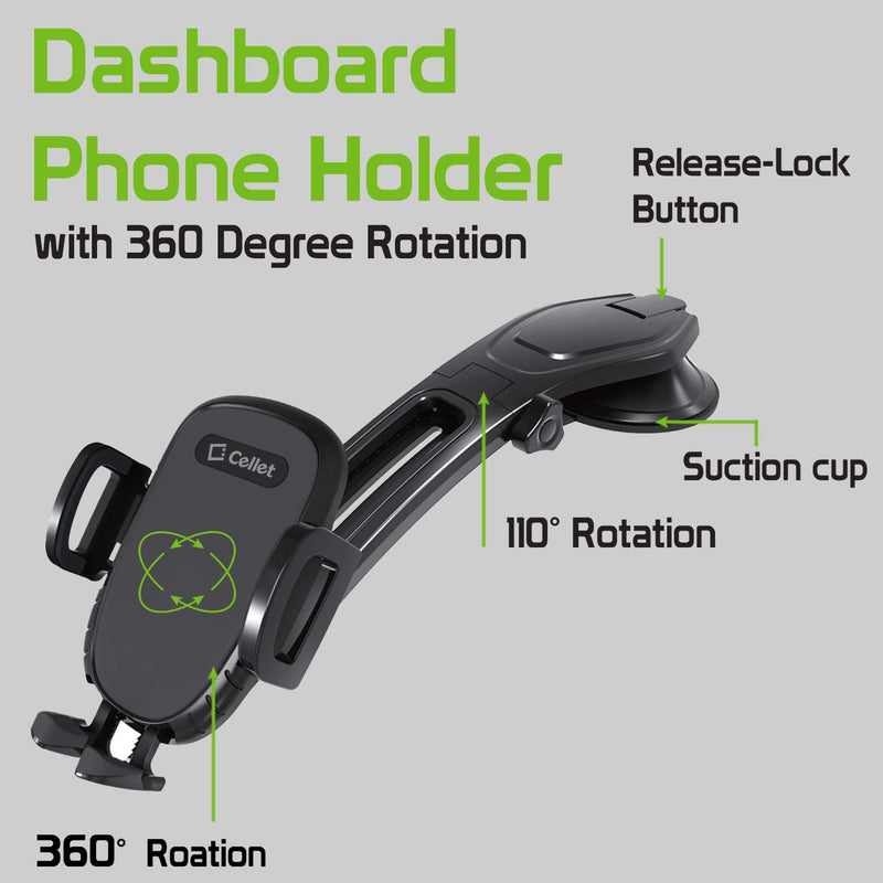 [Australia - AusPower] - Phone Holder, Car Dashboard Cell Phone Mount with Strong Suction Cup Universal Cradle Compatible with Apple iPhone Samsung Galaxy Note Android GPS LG 