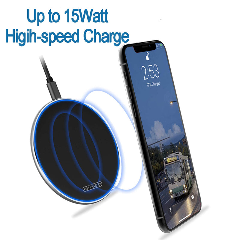 [Australia - AusPower] - Ultra Slim Wireless Charger,Qi-Certified 15W Fast Charger Charging Pad Compatible with iPhone SE 2020/12/11/11 Pro Max/XR/X, LG V60 V50/V40/G7/G8/G8X, Galaxy Note 10 S20 Ultra/S10 (No Adapter) (2pack) 2pack 