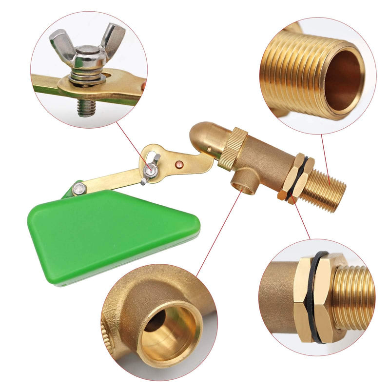 [Australia - AusPower] - MACGOAL 1/2 Inch Brass Valve with Plastic Float Water Float Valve with Adjustable Arm Automatic Fill Float Ball Valve for Water Tank Fountains Livestock Waterer 