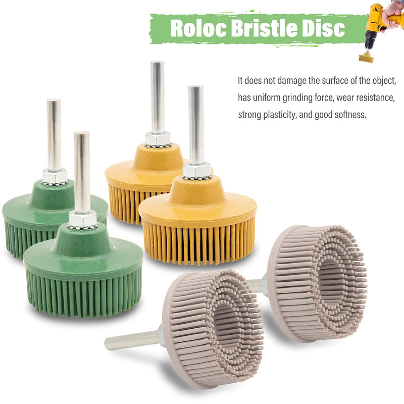 [Australia - AusPower] - 2 Inch Bristle Disc,6 Pieces Roloc Bristle Disc Grade - 120# 80# 50# Grit Abrasive Coating Removal Disc for Metal with 1/4 Inch Shank Attachment 