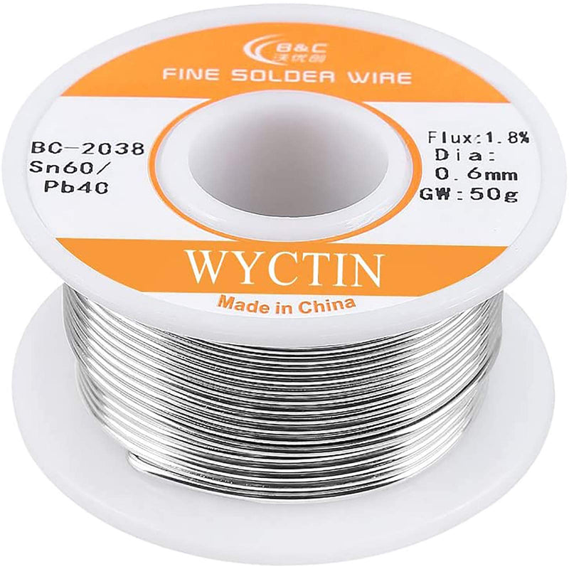 [Australia - AusPower] - WYCTIN 60-40 Tin Lead Rosin Core Solder Wire for Electrical Soldering and DIY 0.0236 inches(0.6mm) 0.11lbs 
