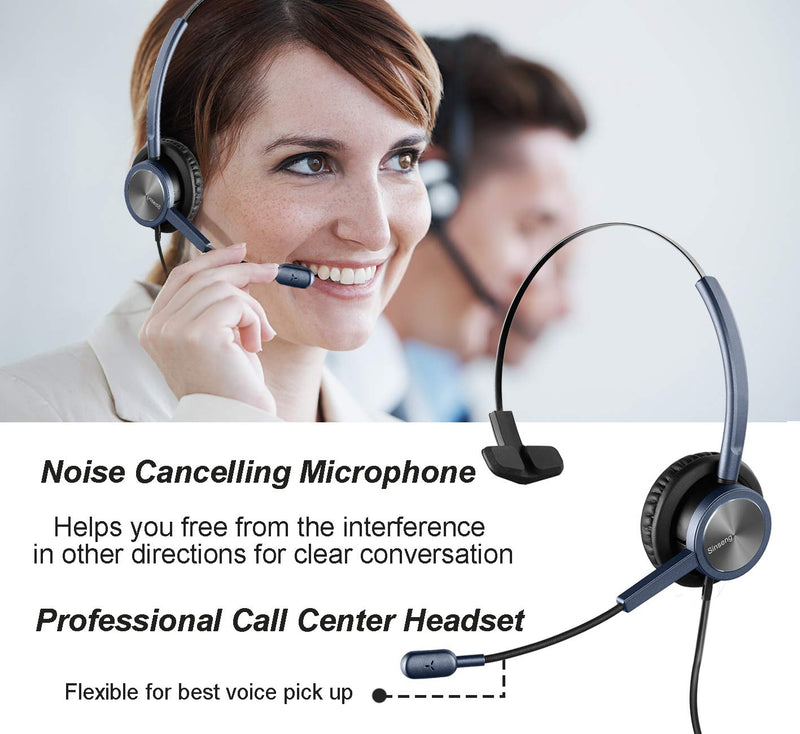 [Australia - AusPower] - Phone Headset 2.5mm with Microphone Noise Canceling & Volume Controls, Mono Call Center Telephone Headphone for Panasonic Dect 6.0 Phones, Office Telephone Headset for AT&T Vtech Cordless Phone 