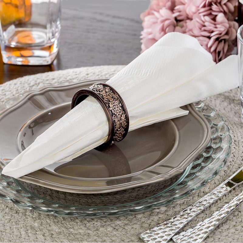 [Australia - AusPower] - Creative Scents Dublin Napkin Rings Set of 6 - Elegant Dining Table Decor Napkin Holder Rings - Rustic Table Setting Decorations for Thanksgiving, Fall, Holiday Dinner (Coffee Brown) 