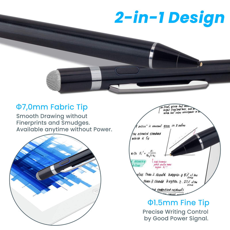 [Australia - AusPower] - Stylus for Dell 2 in 1 Laptop Pen, EDIVIA Digital Pencil with 1.5mm Ultra Fine Tip Penicl for Dell 2 in 1 Laptop Stylus, Black 