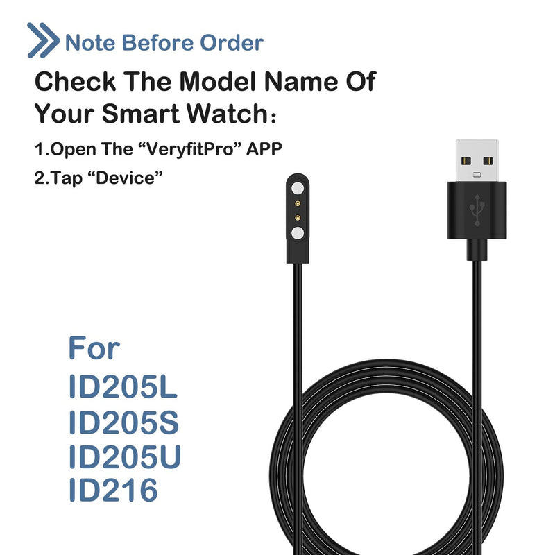 [Australia - AusPower] - AGGDSH Compatible Smartwatch SW023 ID205L SW021 ID205U ID205S SW025 Smartwatch Charging Stand Cable Charger (2 Pack) 