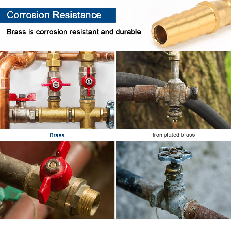 [Australia - AusPower] - BathAce Brass Hose Barb Fitting Splicer Mender, Quick Connect Threaded Pipe Adapter Heavy Duty M Type Fitting Union Air Gas Water Fuel, 2 Pack (3/8 Barb x 3/8 Barb) 3/8 Barb x 3/8 Barb 
