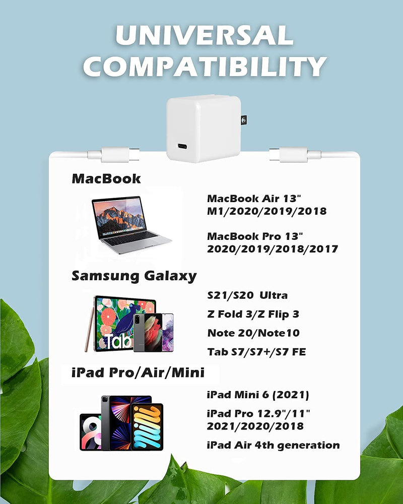 [Australia - AusPower] - 45W [GaN Tech] USB C Charger for MacBook Air, Mac Pro 13 inch, Samsung Galaxy S21/S20, Tab S7, iPad Pro 12.9/11, PPS Support, 6.6ft USB C-C Cable Included 