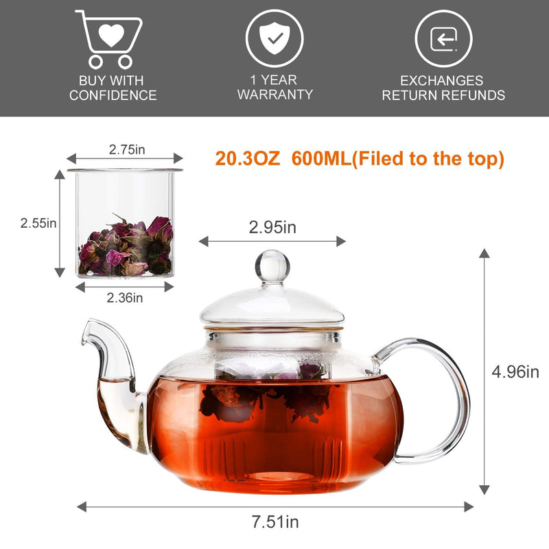 [Australia - AusPower] - CNGLASS Glass Infuser with Lid for 20.3oz Teapot S 