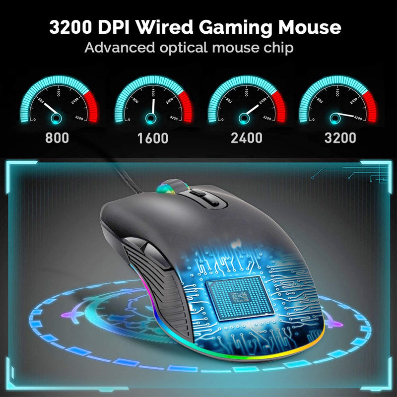 [Australia - AusPower] - IULONEE Type C Mouse, Wired USB C Mice Gaming Mouse Ergonomic 4 RGB Backlight 3200 DPI Compatible with M@c, Matebook, Chromebook, HP OMEN, Windows PC, Laptop and More USB Type C Devices (Black+Pink) 