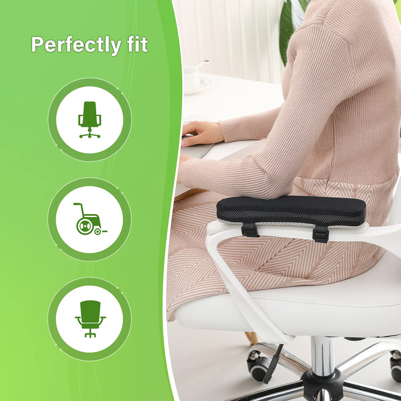 [Australia - AusPower] - LargeLeaf Chair Armrest Cooling Gel Cushions Elbow Pillow Pressure Relief Office Chair Gaming Chair armrest with Memory Foam armrest Pads 2-Piece Set of Chair 